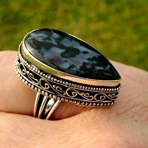 New Indigo Gabbro (Mystic Merlinite) Silver Ring.